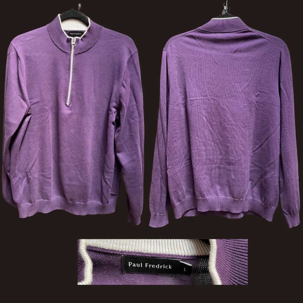 -Used- Paul Fredrick Quarter Zip Purple Sweater L